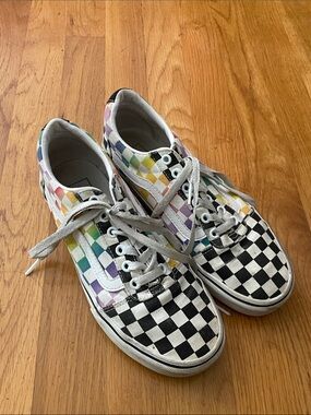 Vans Rainbow Pastel Checkerboard Low Tops in Black & Multicolor